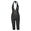 Calliope Lace Halterneck Plunge Capri Jumpsuit